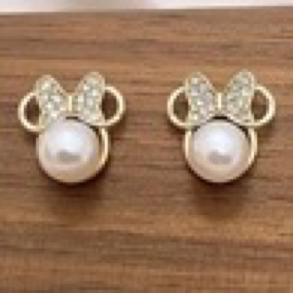 Gold and Pearl Bow Earrings